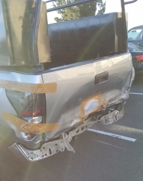 The side impact car accident was caused by high speed and left the victim's car badly damaged.